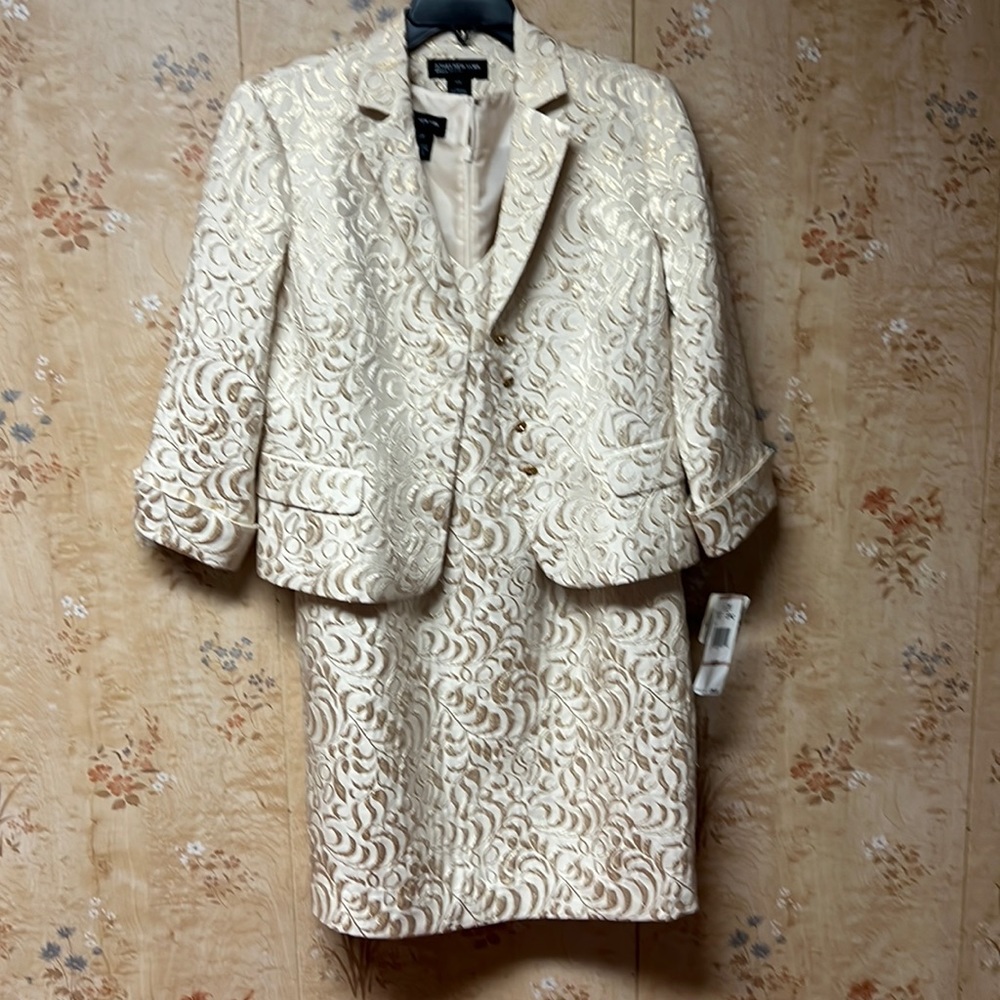 Blazer and dress beige gold metallic brand new